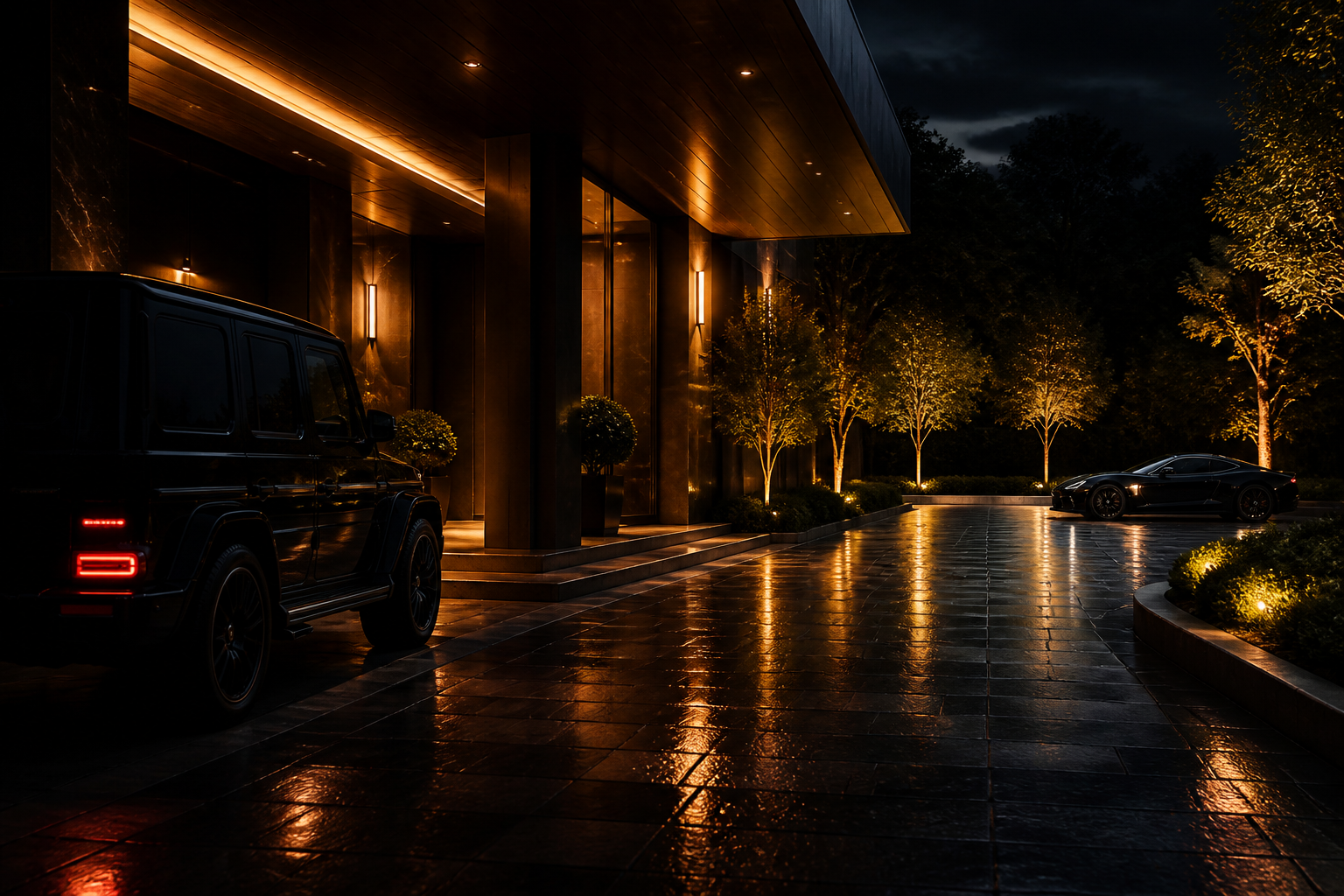 Luxury rental concierge driveway
